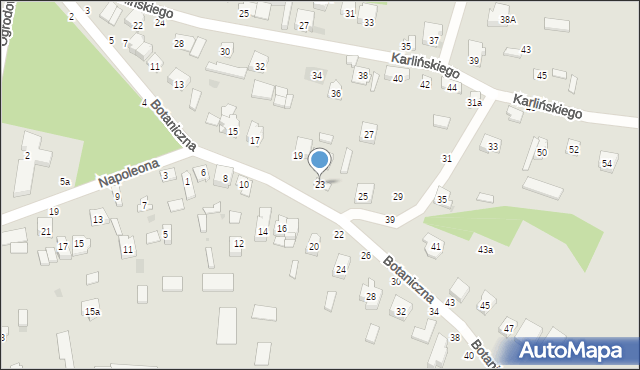 Olsztyn, Botaniczna, 23, mapa Olsztyna