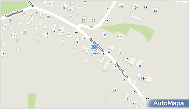 Olsztyn, Botaniczna, 32, mapa Olsztyna