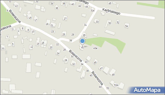 Olsztyn, Botaniczna, 41, mapa Olsztyna