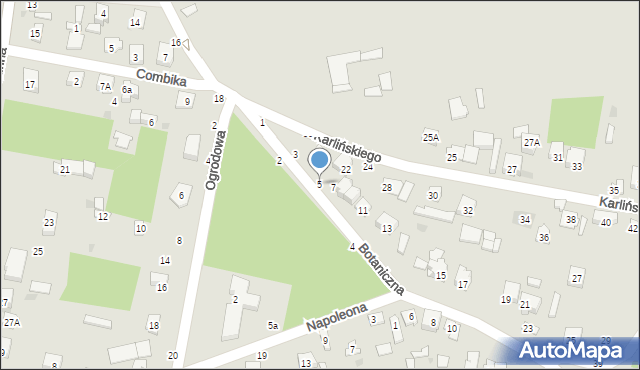Olsztyn, Botaniczna, 5, mapa Olsztyna