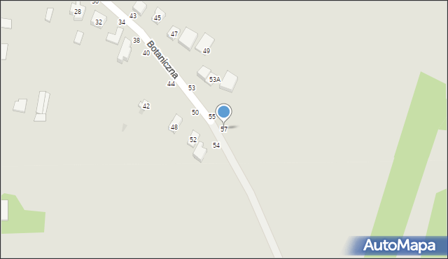 Olsztyn, Botaniczna, 57, mapa Olsztyna