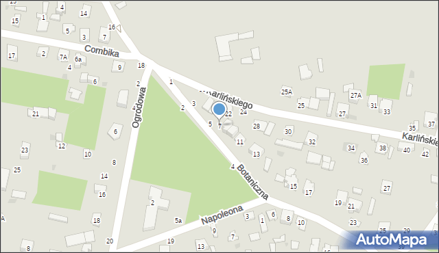Olsztyn, Botaniczna, 7, mapa Olsztyna