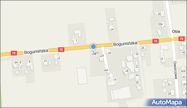 Olza, Bogumińska, 12B, mapa Olza