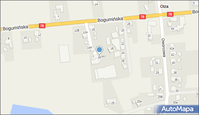 Olza, Bogumińska, 14, mapa Olza