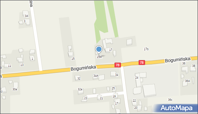 Olza, Bogumińska, 15A, mapa Olza