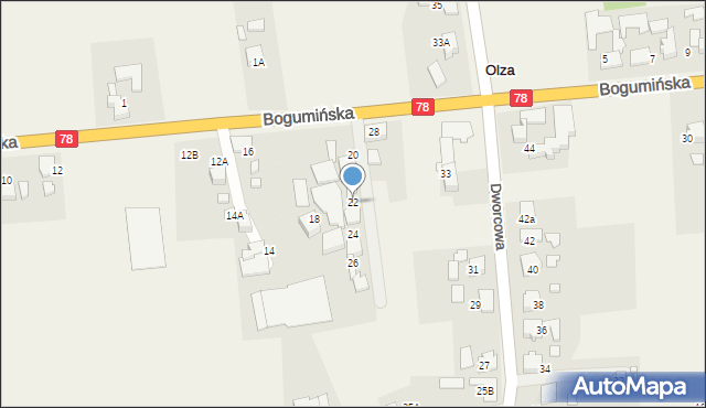 Olza, Bogumińska, 22, mapa Olza