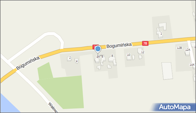 Olza, Bogumińska, 4A, mapa Olza