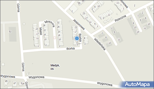 Opole, Borka Henryka, prof., 1, mapa Opola