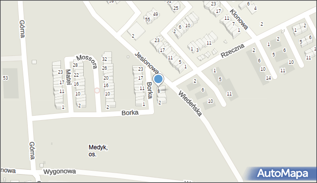 Opole, Borka Henryka, prof., 8, mapa Opola