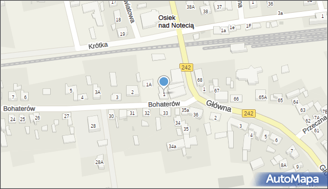 Osiek nad Notecią, Bohaterów, 1, mapa Osiek nad Notecią