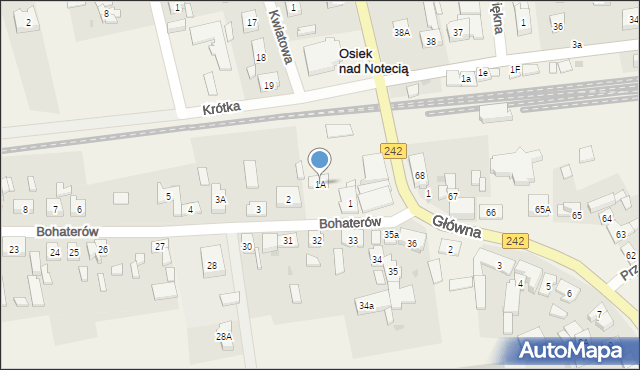 Osiek nad Notecią, Bohaterów, 1A, mapa Osiek nad Notecią