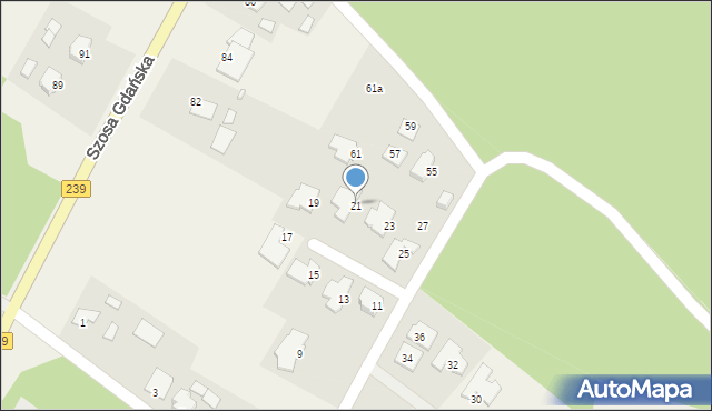 Osielsko, Boczna, 21, mapa Osielsko