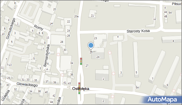 Ostrołęka, Bogusławskiego Ludwika, gen., 25, mapa Ostrołęka