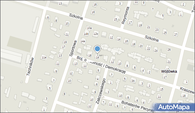 Ostrów Mazowiecka, Bojowników o Wolność i Demokrację, 16, mapa Ostrów Mazowiecka