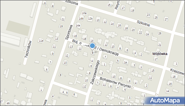 Ostrów Mazowiecka, Bojowników o Wolność i Demokrację, 9, mapa Ostrów Mazowiecka