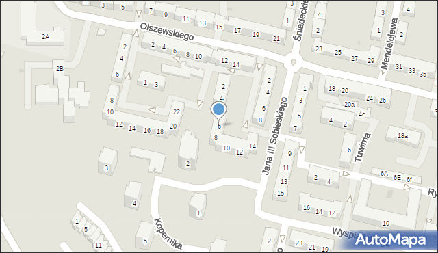 Oświęcim, Bohaterów Monte Cassino, 6, mapa Oświęcimia