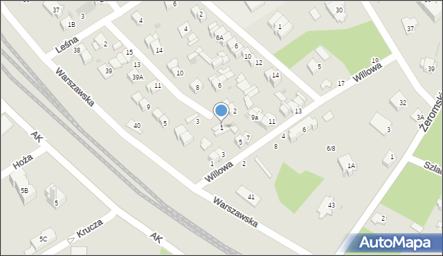 Otwock, Boczna, 1, mapa Otwock