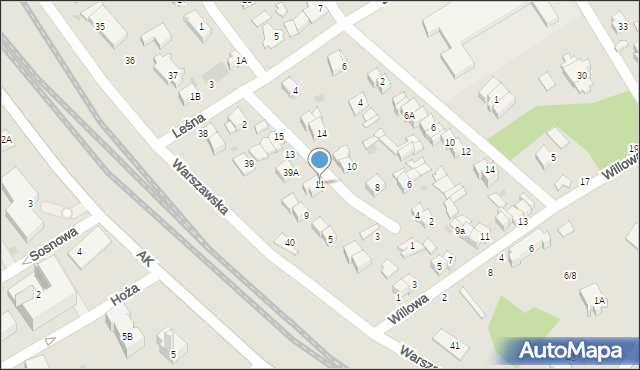 Otwock, Boczna, 11, mapa Otwock