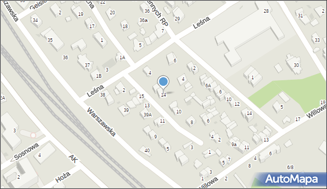 Otwock, Boczna, 14, mapa Otwock