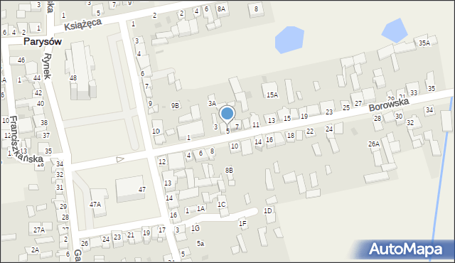 Parysów, Borowska, 5, mapa Parysów