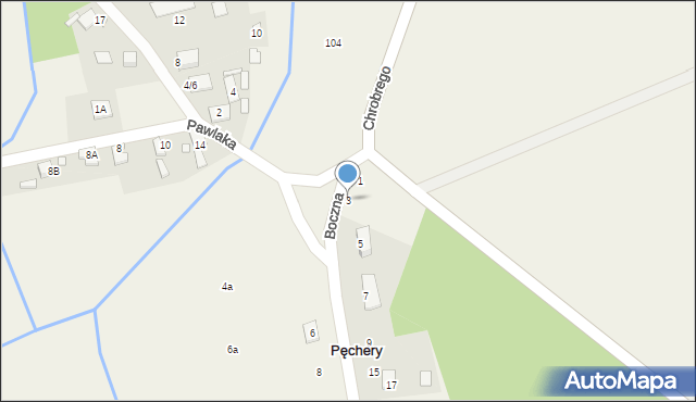 Pęchery, Boczna, 3, mapa Pęchery