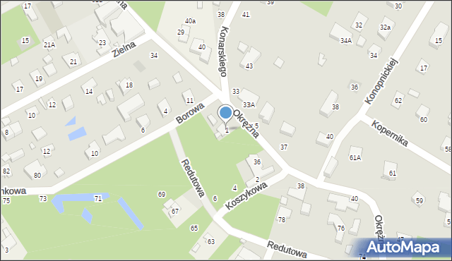 Piaseczno, Borowa, 1, mapa Piaseczno