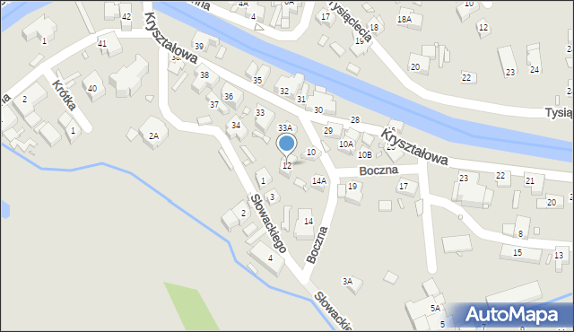 Piechowice, Boczna, 12, mapa Piechowice