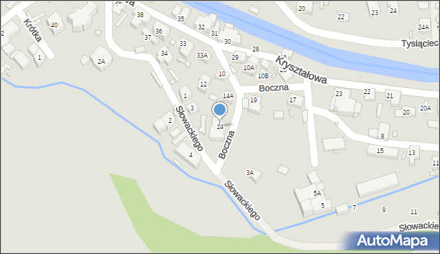 Piechowice, Boczna, 14, mapa Piechowice