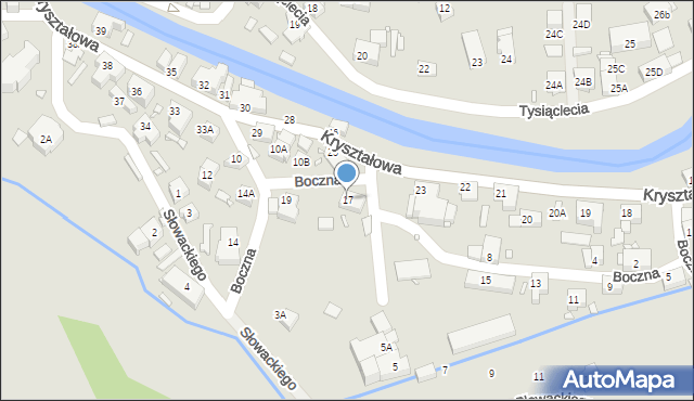 Piechowice, Boczna, 17, mapa Piechowice