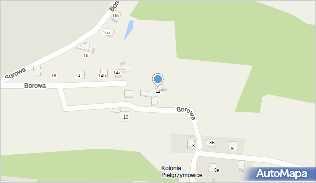 Pielgrzymowice, Borowa, 12, mapa Pielgrzymowice