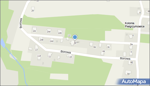 Pielgrzymowice, Borowa, 24, mapa Pielgrzymowice