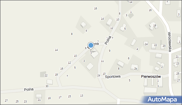 Pierwoszów, Boczna, 1, mapa Pierwoszów