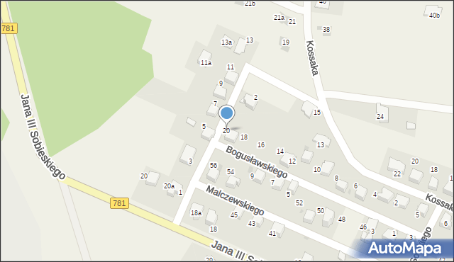 Płaza, Bogusławskiego Wojciecha, 20, mapa Płaza