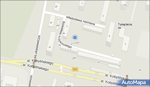 Płock, Bolesława Krzywoustego, 2B, mapa Płock