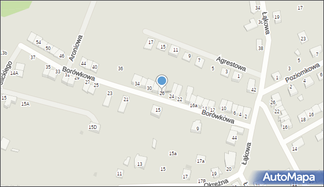 Pniewy, Borówkowa, 26, mapa Pniewy