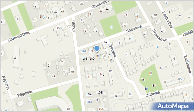 Pobierowo, Borka Karola, 1bF, mapa Pobierowo