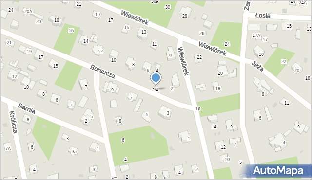 Podkowa Leśna, Borsucza, 2/4, mapa Podkowa Leśna