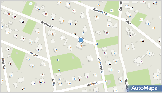 Podkowa Leśna, Borsucza, 3, mapa Podkowa Leśna