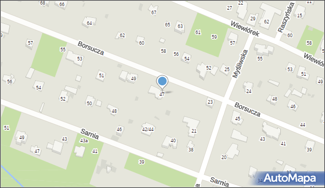 Podkowa Leśna, Borsucza, 47, mapa Podkowa Leśna
