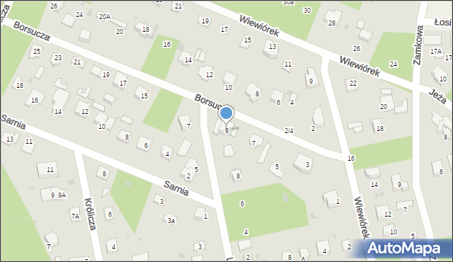 Podkowa Leśna, Borsucza, 9, mapa Podkowa Leśna