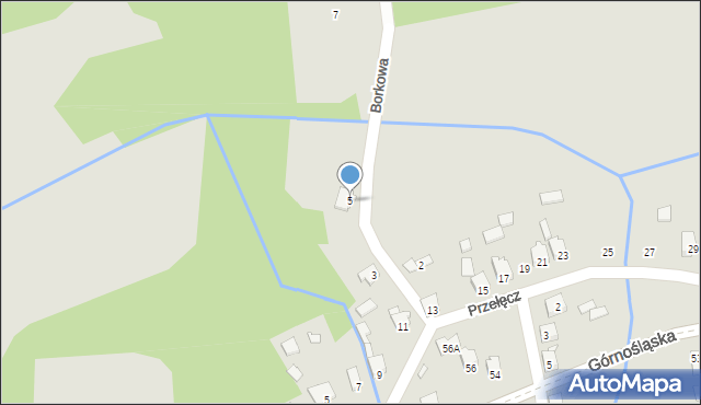 Poręba, Borkowa, 5, mapa Poręba