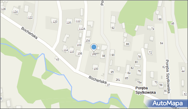 Poręba Spytkowska, Bocheńska, 102, mapa Poręba Spytkowska