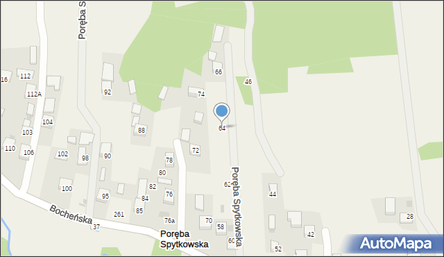 Poręba Spytkowska, Bocheńska, 64, mapa Poręba Spytkowska