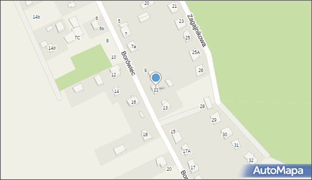 Potrzanowo, Borówiec, 11, mapa Potrzanowo