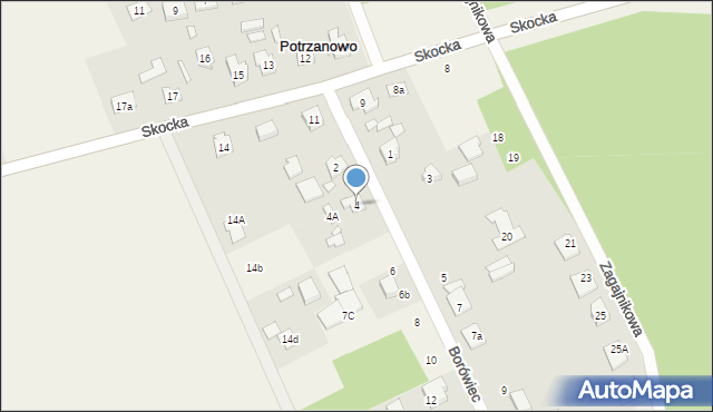 Potrzanowo, Borówiec, 4, mapa Potrzanowo