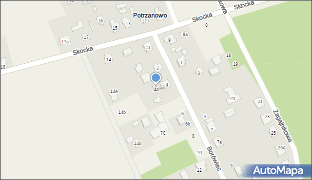 Potrzanowo, Borówiec, 4A, mapa Potrzanowo