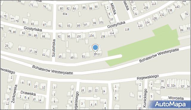 Poznań, Bohaterów Westerplatte, 57, mapa Poznania