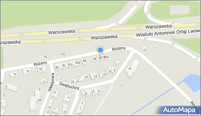 Poznań, Bożeny, 90, mapa Poznania