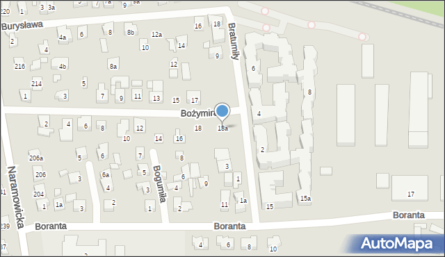 Poznań, Bożymira, 18a, mapa Poznania