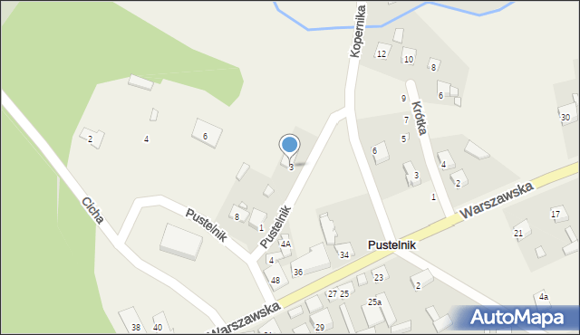 Pustelnik, Boczna, 3, mapa Pustelnik